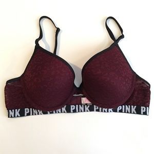 PINK VS BURGUNDY PUSH UP BRA