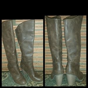 Forever 21 brown faux leather knee-high boots Sz 9