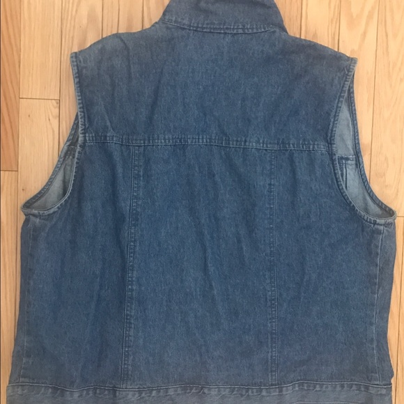 🌻VINTAGE  WOMAN'S Large DENIM FLORAL JEAN VEST . - Picture 4 of 4