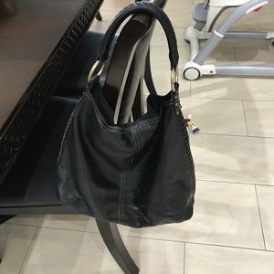 Lucky Brand black leather pocket bag with silver