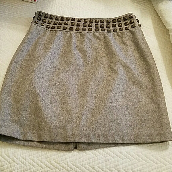 Grey Wool Mini Skirt With Studs - image 1