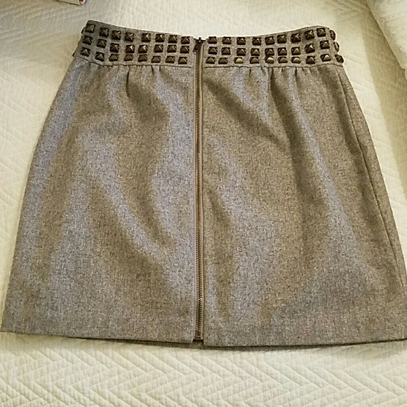 Grey Wool Mini Skirt With Studs - image 2