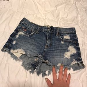 High waisted denim ripped hollister shorts