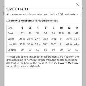 David's Bridal Dress Size Chart