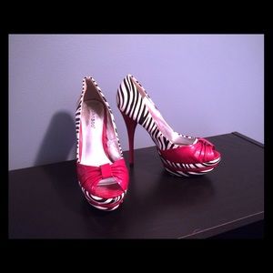 Adorable red and zebra print shoes