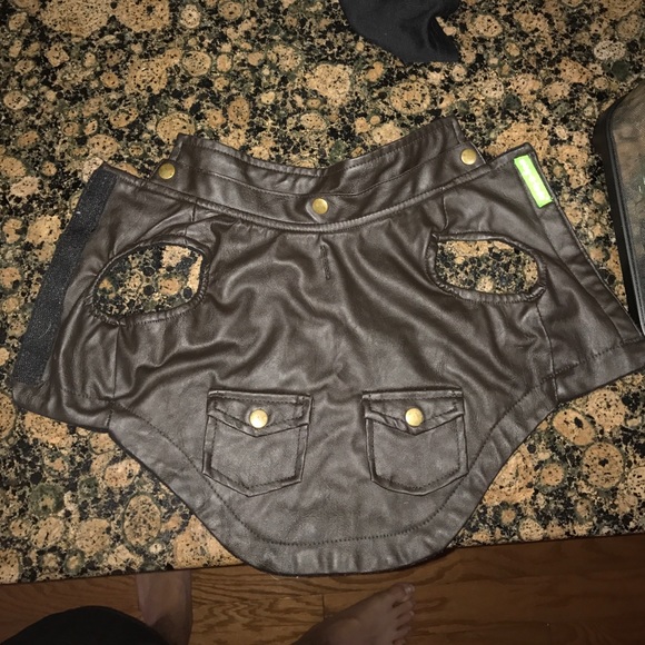 Indiana Jones style brown leather dog vest Size: S