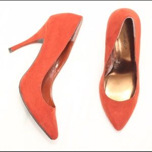 Rust Orange Suede Classic Heels.