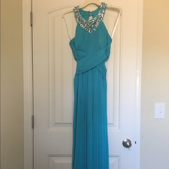 light blue high rise long dress