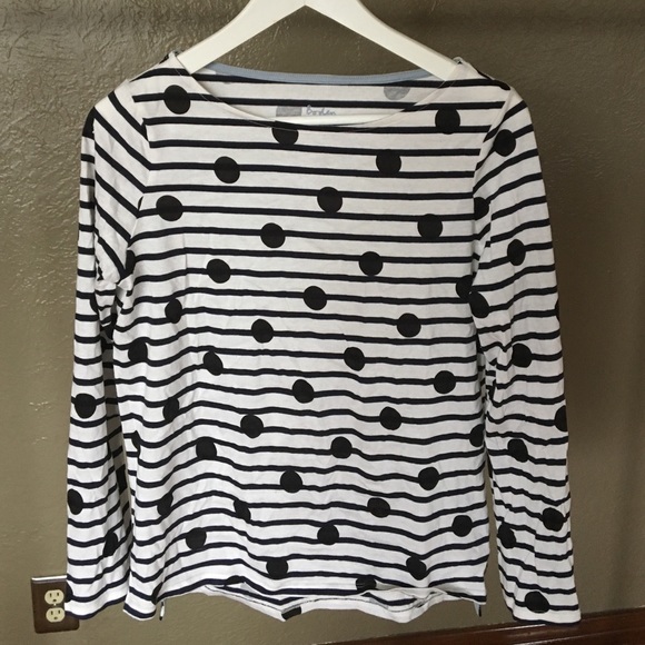Boden Breton stripe tshirt with polka dots S