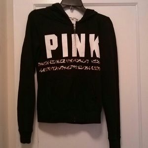 Victoria secret black leopard zip up hoodie