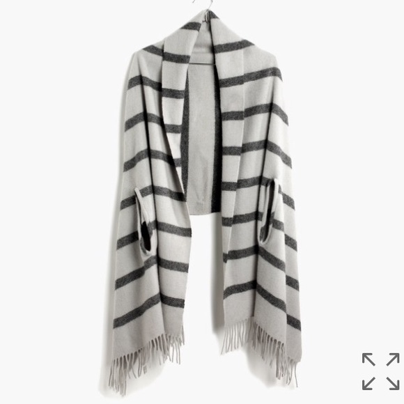 Madewell cape scarf in grey stripe