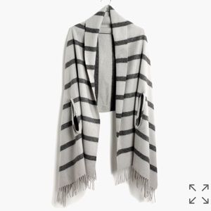 Madewell cape scarf in grey stripe