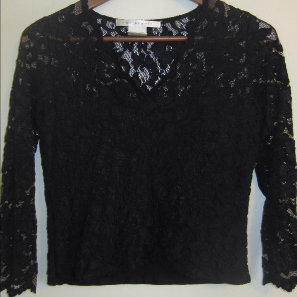 🔥🔥👄 MAX STUDIO Stunning Black Lace Top Small - Picture 3 of 3