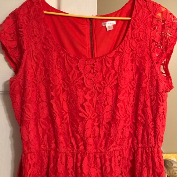 Coral lace dress