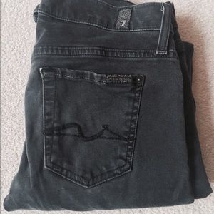 7 for all mankind, black skinny stretch jeans