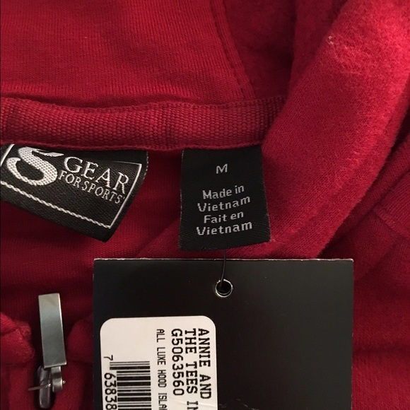 Red Zip Up Hoodie with Navy Blue Nantucket - Picture 3 of 4