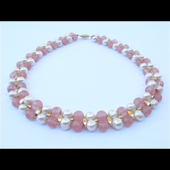 Rose Quartz & Pearl Double Strand Necklace