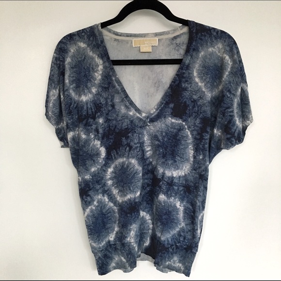 Michael Kors Tie-Dye Silk Blend Dolman Sleeve Top