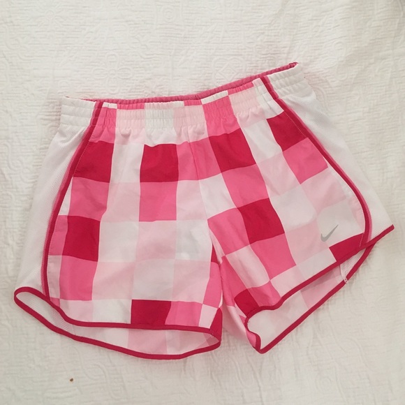 Nike pink check dri-fit shorts