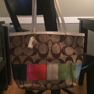 Authentic Coach Signature Multicolor Tote 10859