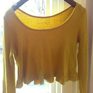 We the free yellow thermal crop sweater medium