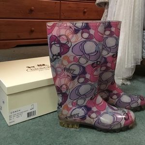 Lightly used coach poppy rain boots