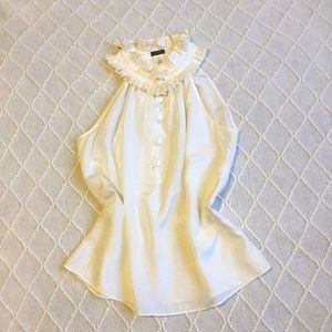 J. Crew Ruffle Neck Cream Silk Top