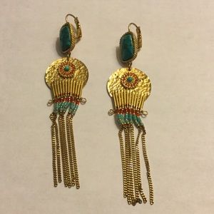 Turquoise and Gold Bead Earrings