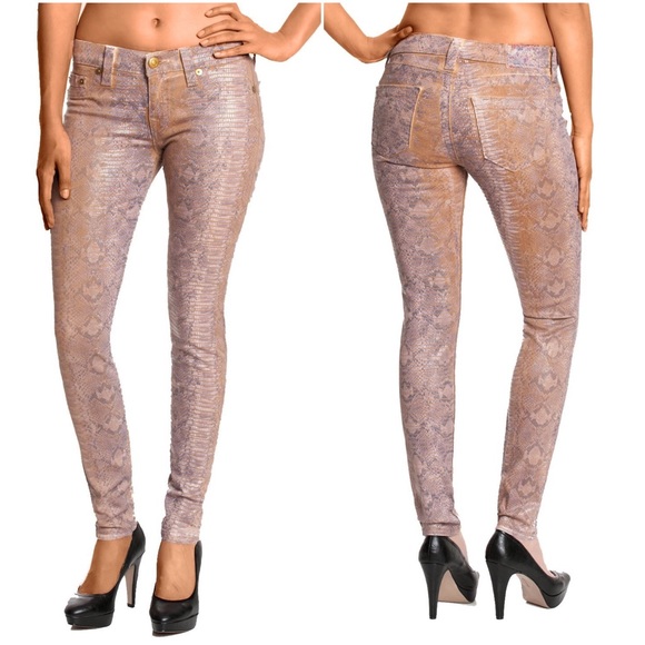 True Religion Halle Skinny in Brown Snake