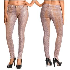 True Religion Halle Skinny in Brown Snake