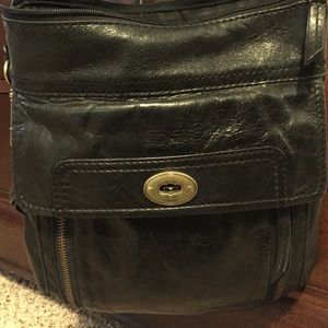 Black Leather Fossil Crossbody