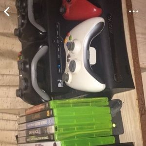 xbox 360&kinect&6 games,4 controllers&wifi adapter