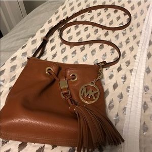Michael Kors brown leather cross body purse