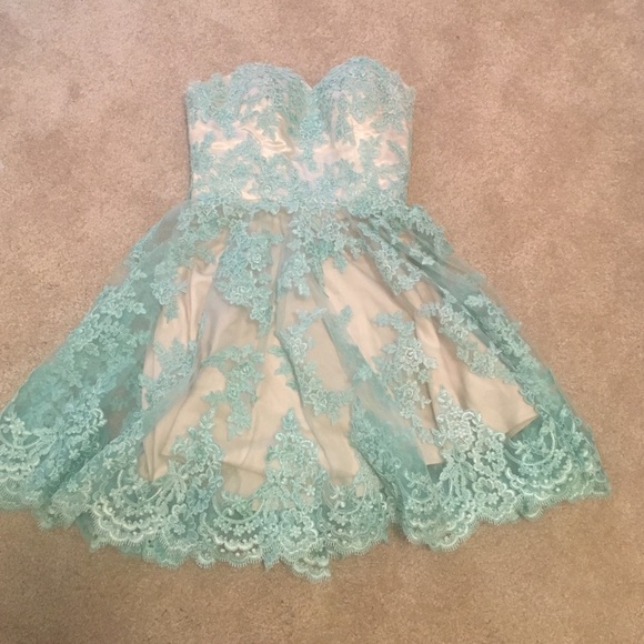 Blue Floral Homecoming Dress