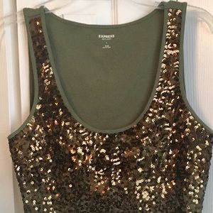 Sale‼️ Express  green brown gold sequin tank top L