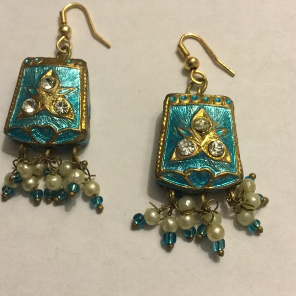 Turkish Blue & Gold Earrings