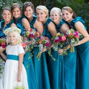 Torquoise Gown with ruffles