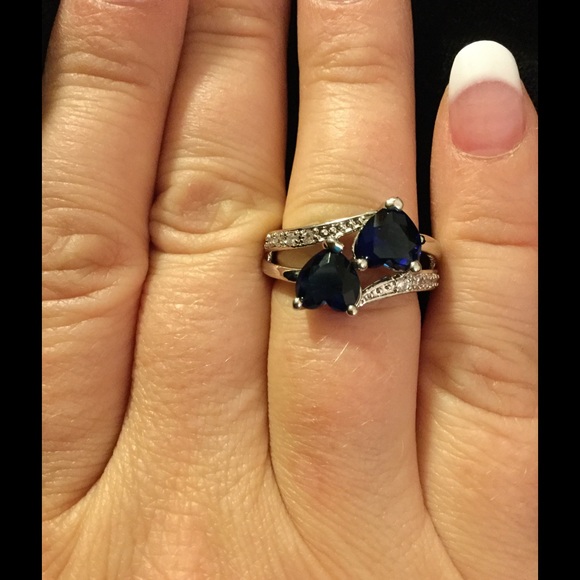 Heart Simulated Sapphire Ring - Picture 2 of 3