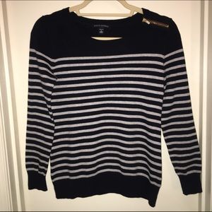 Navy blue & gray striped sweater