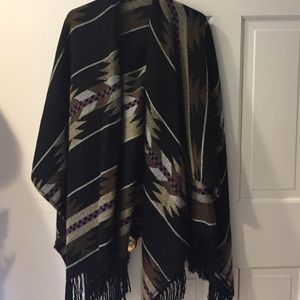 Oversized tribal print poncho