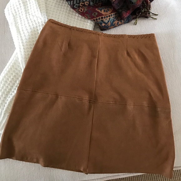 Nordstrom Brand faux suede cognac Aline skirt sz m