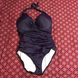 Plum colored one piece tummy tuck VS bathing suit