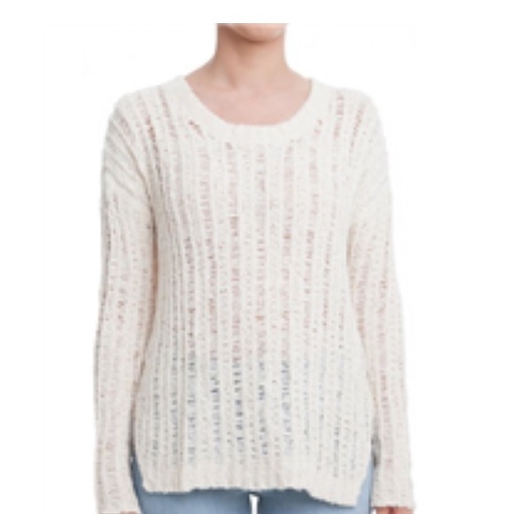 open marled knit sweater