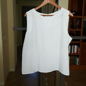 White crew neck blouse