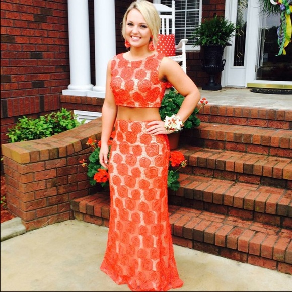 Jovani red two piece formal dress - Picture 2 of 3