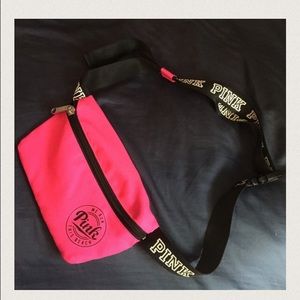 Pink fanny pack & matching black coozie!