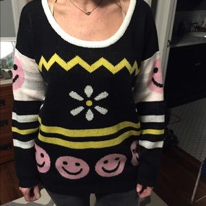 Mink pink Urban Outfitters smiley sweater