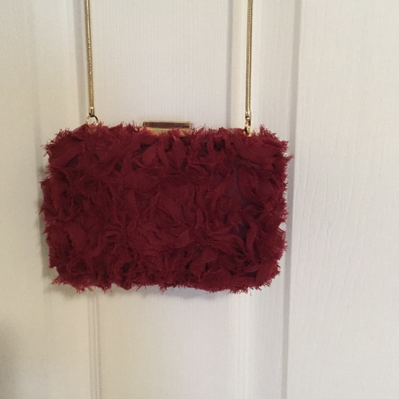 Franchi Rose Petal Clutch-Marroon