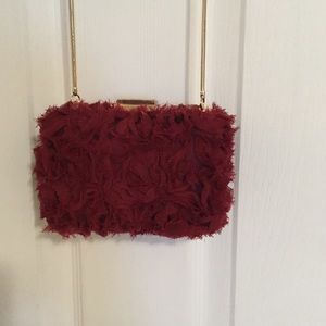 Franchi Rose Petal Clutch-Marroon