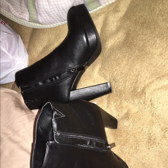 Black Leather Booties - Picture 3 of 4